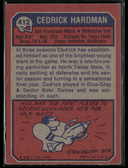 1973 Topps Cedrick Hardman #412