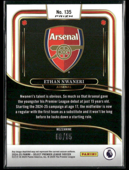2024-25 Panini Select Premier League Ethan Nwaneri #135 White Ice Prizm 68/85