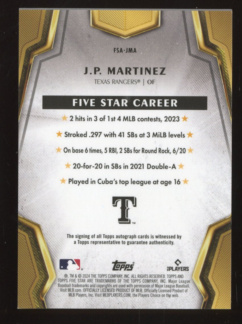 2024 Topps Five Star J.P. Martinez #FSA-JMA Autograph RC