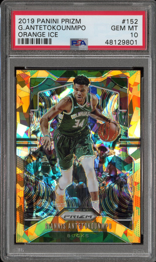 2019 Panini Prizm G. Antetokounmpo #152 Orange Ice PSA 10