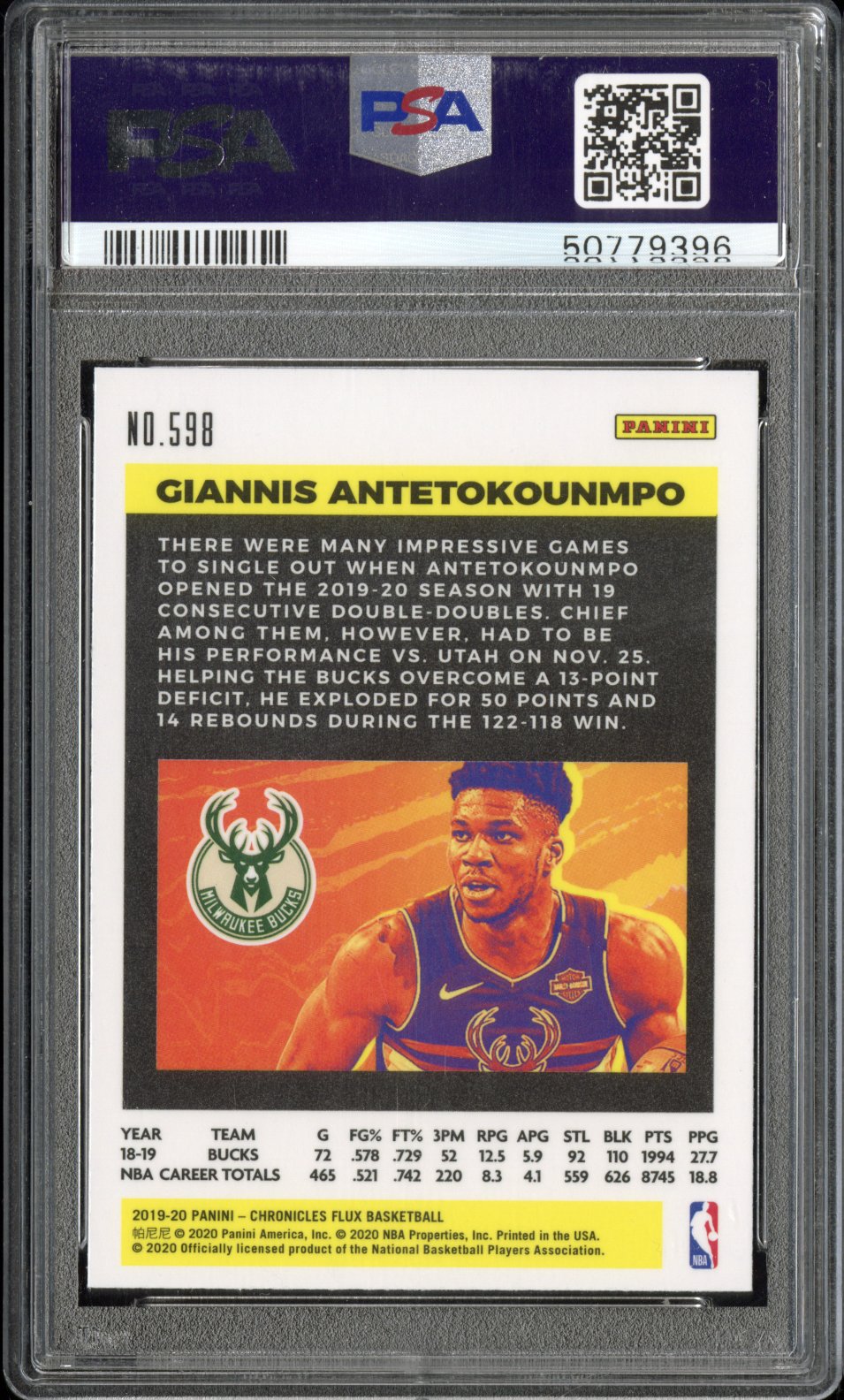 2019 Panini Chronicles G. Antetokounmpo #598 PSA 10