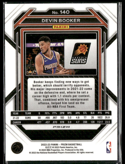 2022-23 Panini Prizm Devin Booker #140 Pink Ice