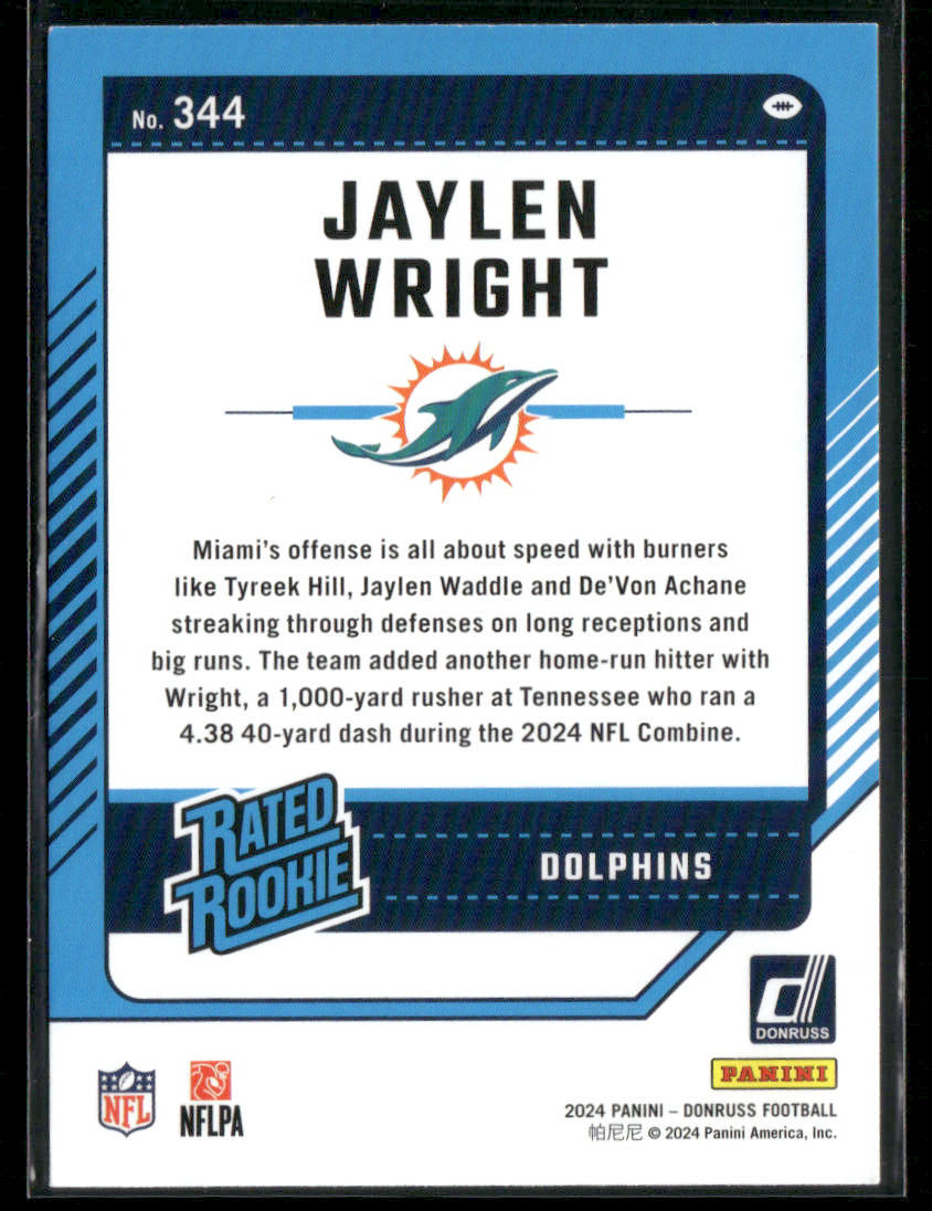 2024 Donruss Jaylen Wright #344 Rated Rookie