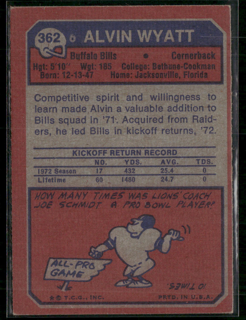 1973 Topps Alvin Wyatt #362