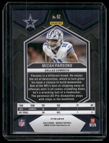 2024 Panini Mosaic Micah Parsons #62 Silver