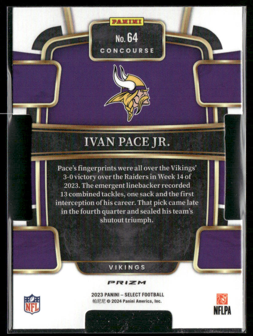 2023 Panini Select Ivan Pace Jr. #64 Die Cut Rookie