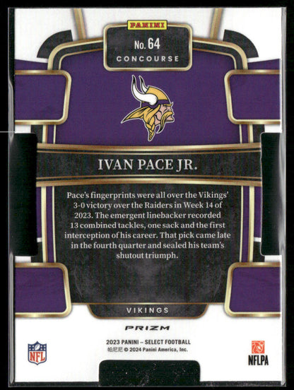 2023 Panini Select Ivan Pace Jr. #64 Die Cut Rookie