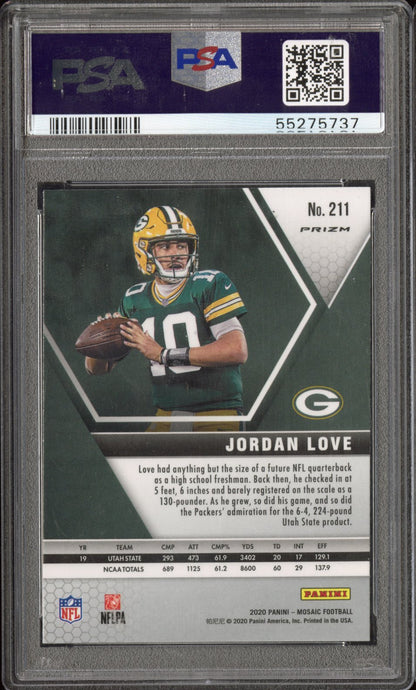 2020 Panini Mosaic Jordan Love #211 Red Mosaic PSA 10