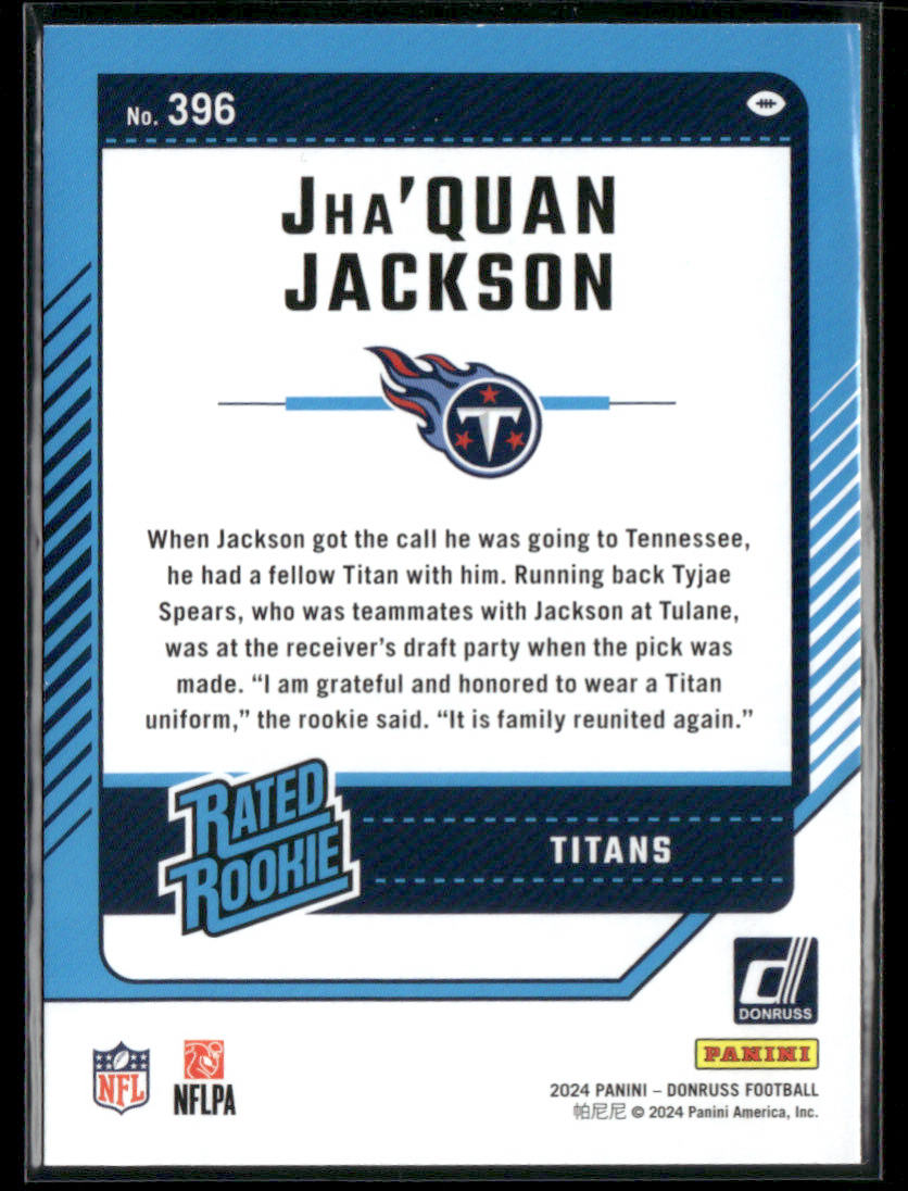 2024 Donruss Jha'Quan Jackson #396 Rated Rookie