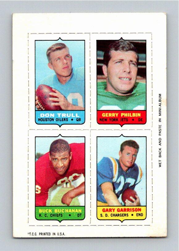 1969 Topps Philbin Garrison Trull Buchanan Four-in-One Singles