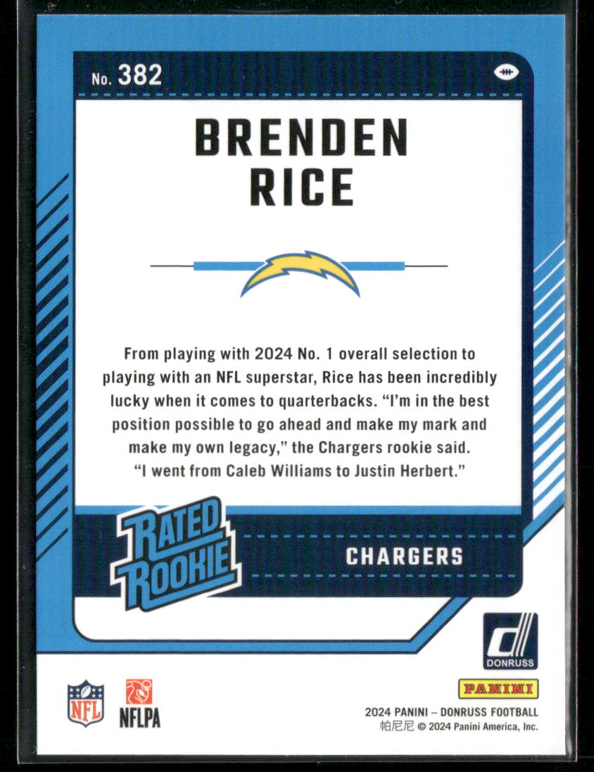 2024 Panini Donruss Brenden Rice #382 Press Proof