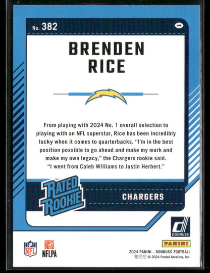 2024 Panini Donruss Brenden Rice #382 Press Proof