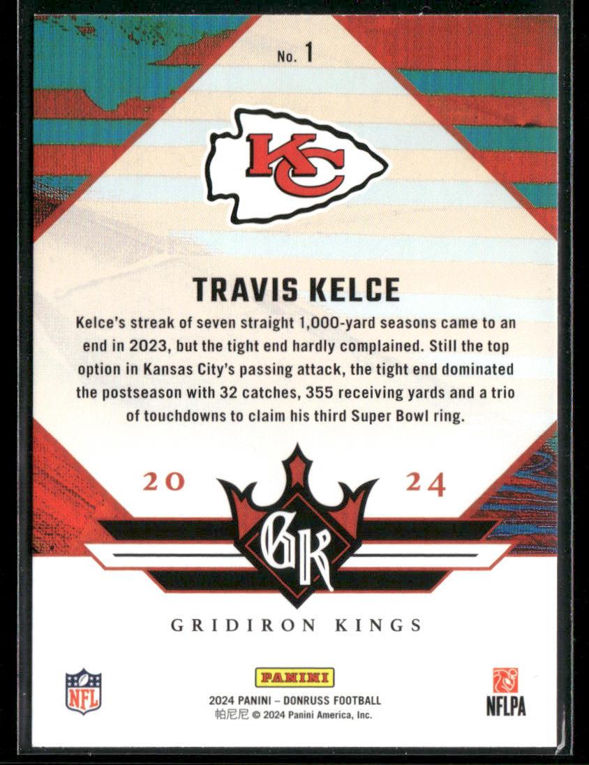 2024 Donruss Travis Kelce #1 Gridiron Kings