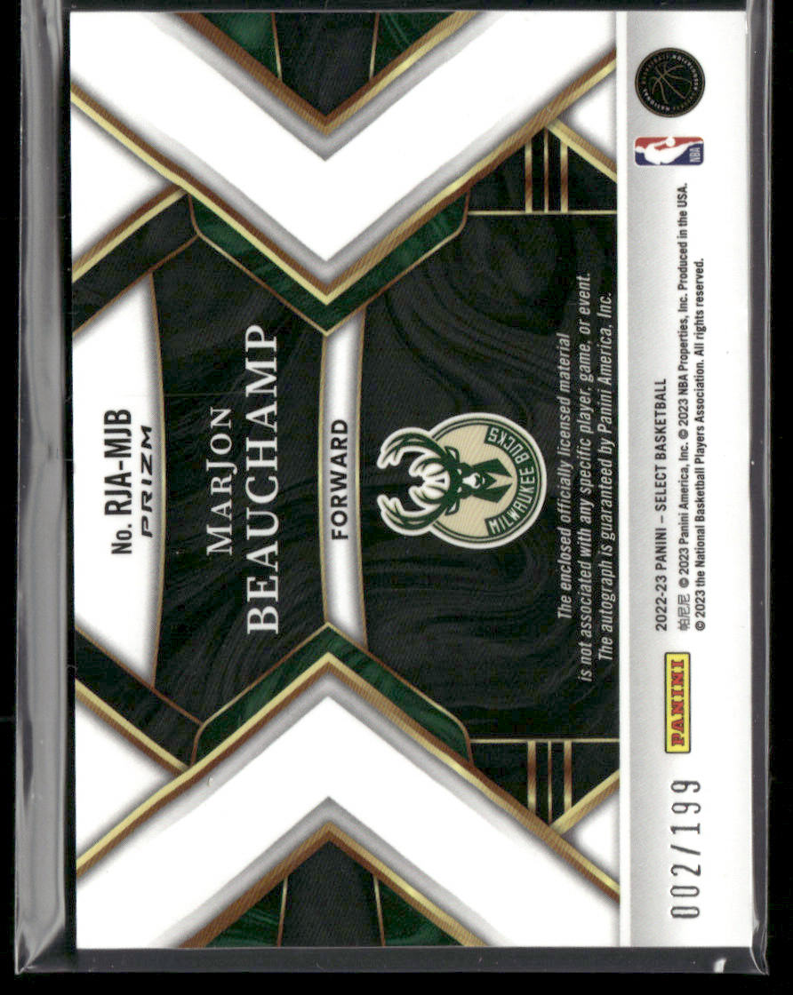 2022-23 Panini Select MarJon Beauchamp #RJA-MJB Rookie Autograph Relic /199