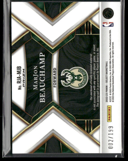 2022-23 Panini Select MarJon Beauchamp #RJA-MJB Rookie Autograph Relic /199