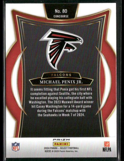 2024 Panini Select Michael Penix Jr. #80 Green And Yellow Shock Prizm RC Rookie
