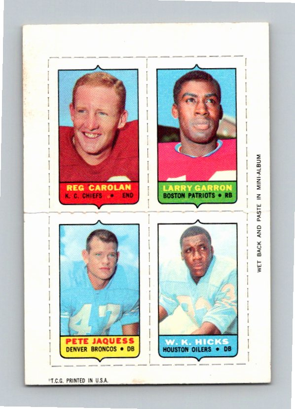 1969 Topps Garron Carolan Jaquess Hicks Four-in-One Singles