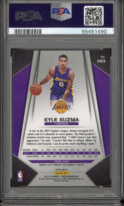 2017 Panini Prizm Kyle Kuzma #283 Fast Break Prizm PSA 9