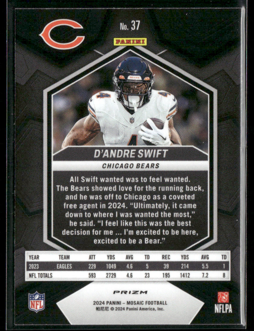 2024 Panini Mosaic Football D'Andre Swift #37 silver