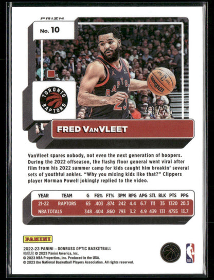 2022-23 Panini Donruss Optic Fred VanVleet #10 Fast Break Red Disco 48/75