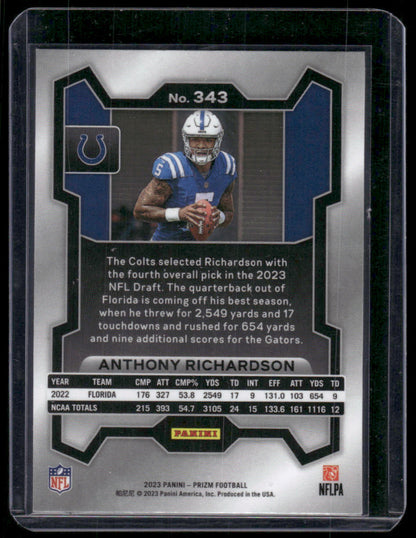 2023 Panini Prizm Anthony Richardson #343 Rookie