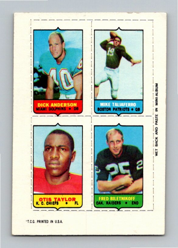 1969 Topps Anderson Biletnikoff Taylor Taliaferro Four-in-One