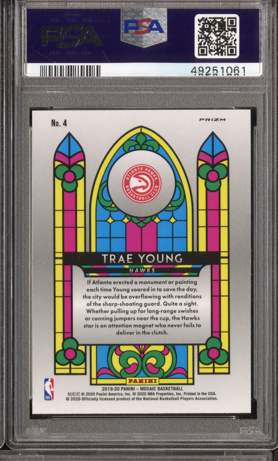 2019 Panini Mosaic Stained Glass Trae Young #4 Stained Glass PSA 10