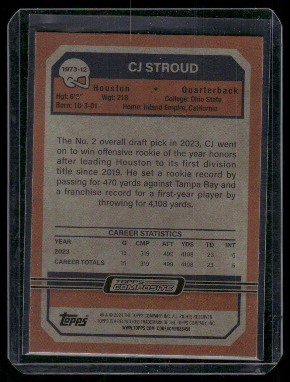 2023 Topps Composite CJ Stroud #7 Rookie Card