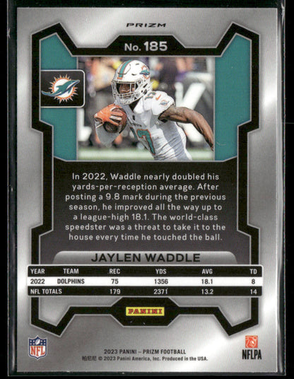 2023 Panini Prizm Jaylen Waddle #185 Orange Lazer