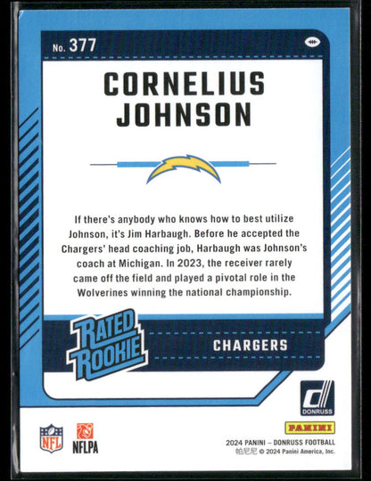 2024 Donruss Cornelius Johnson #377 Rated Rookie