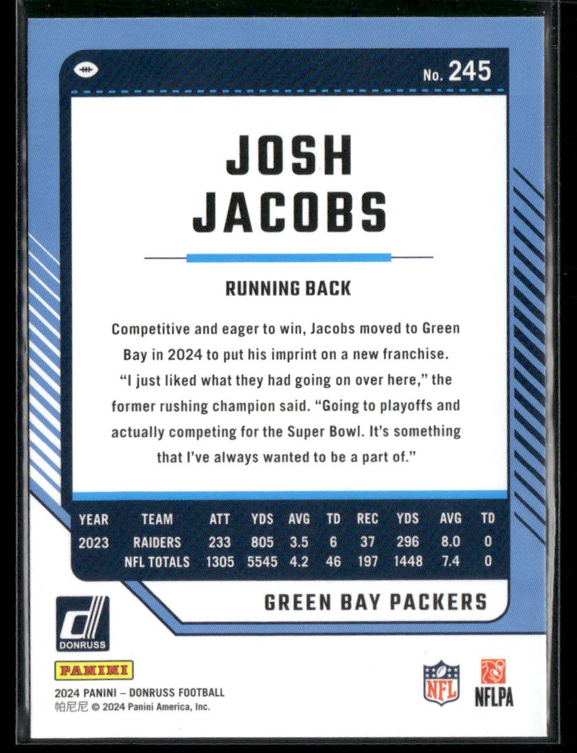 2024 Donruss Josh Jacobs #245 Press Proof