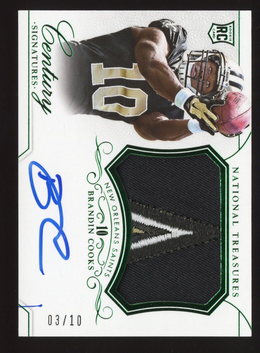 2014 Panini National Treasures Brandin Cooks #295 RC Patch Auto Emerald 03/10