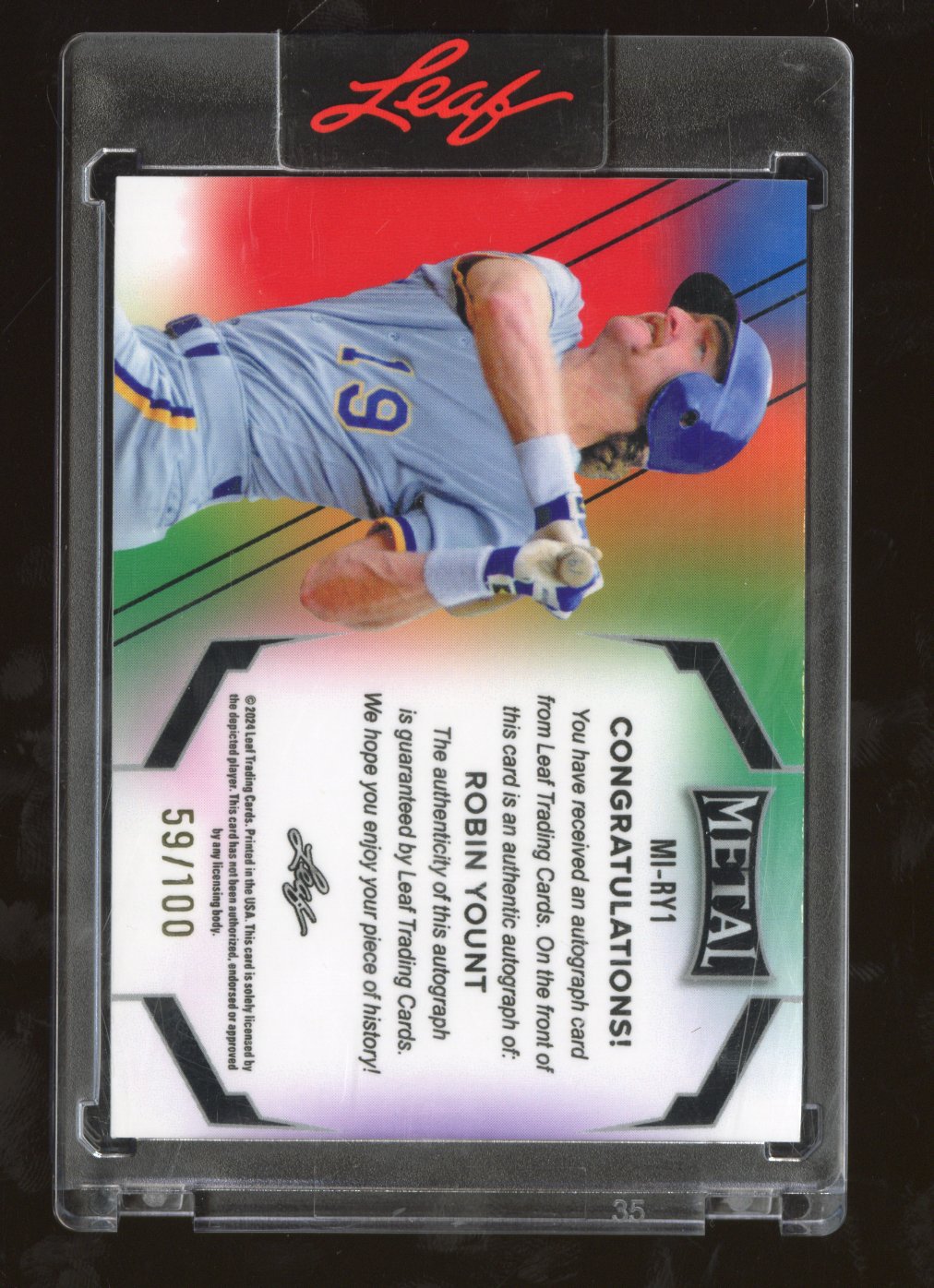 2024 Leaf Metal Robin Yount #MI-RY1 Red Inscriptions Auto 59/100