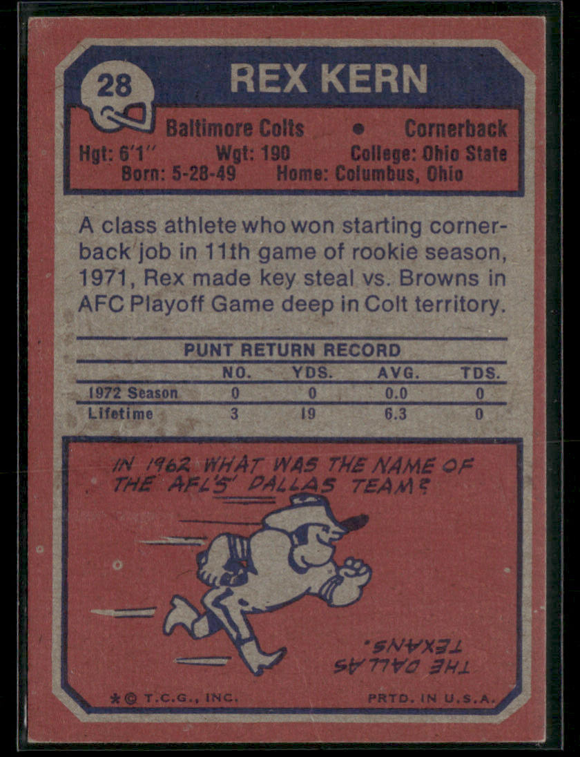 1973 Topps Rex Kern #28