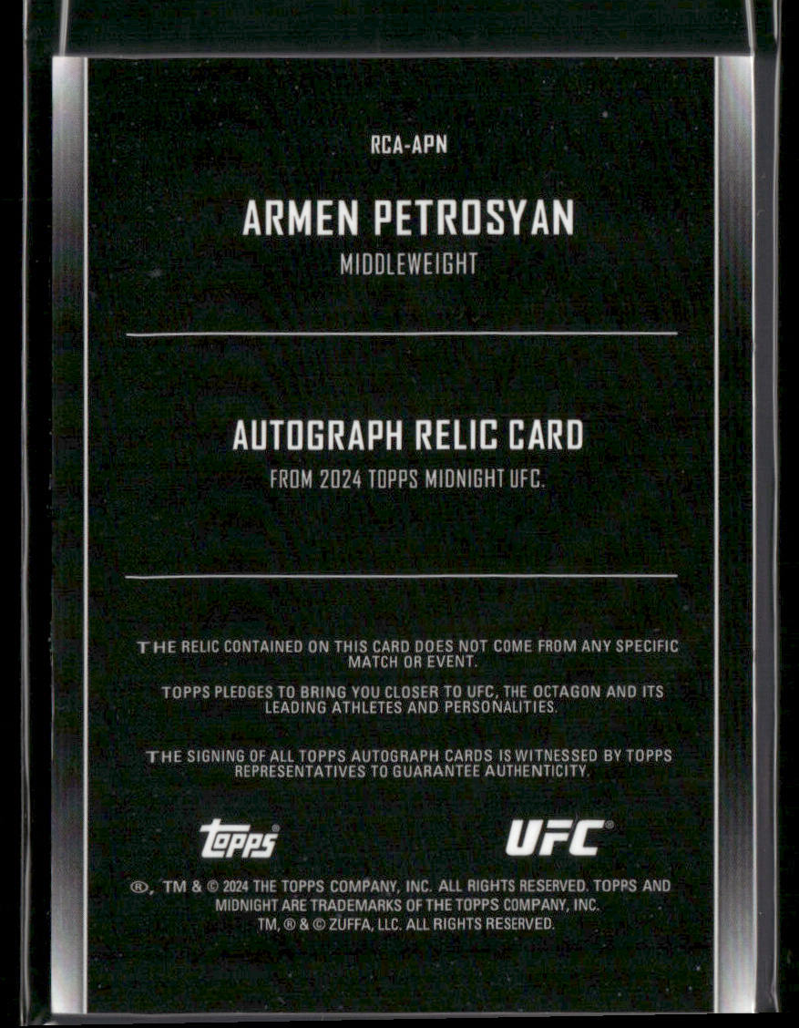 2024 Topps Midnight UFC Armen Petrosyan #RCA-APN Rookie Patch Autograph 87/99