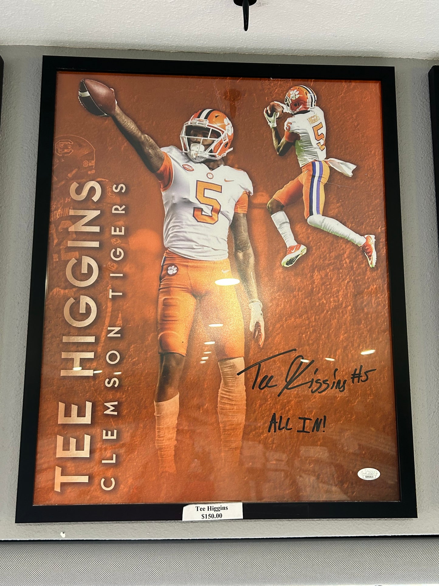 Tee Higgins Clemson Tigers Signed Football Photo