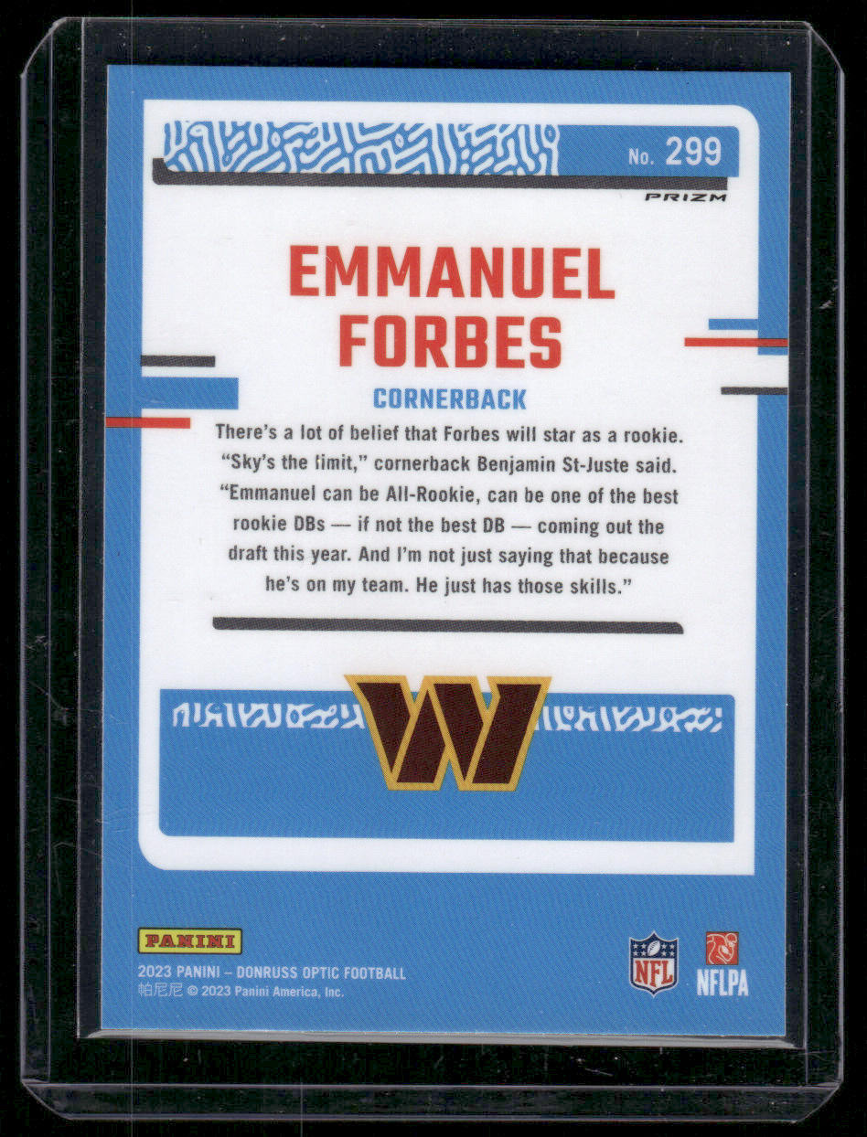 2023 Panini Optic Football Emmanuel Forbes #299 Holo Prizm Rated Rookie