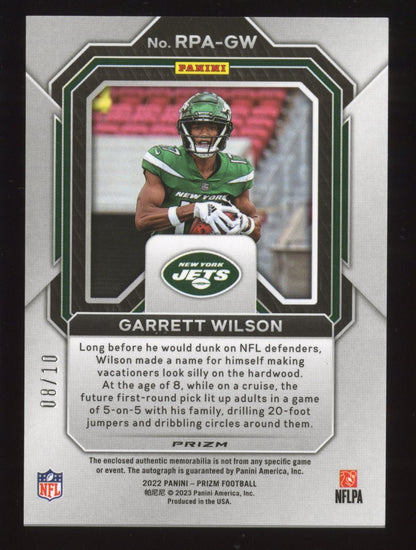 2022 Panini Prizm Garrett Wilson Gold Rookie Patch Autograph 08/10 RC Auto