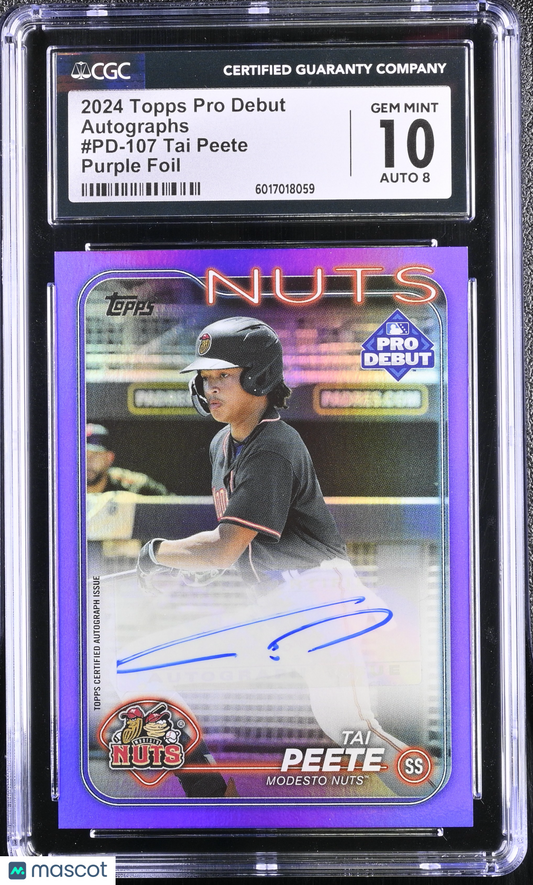 2024 Topps Pro Debut Tai Peete #PD-107 Purple Foil Autographs CGC 10