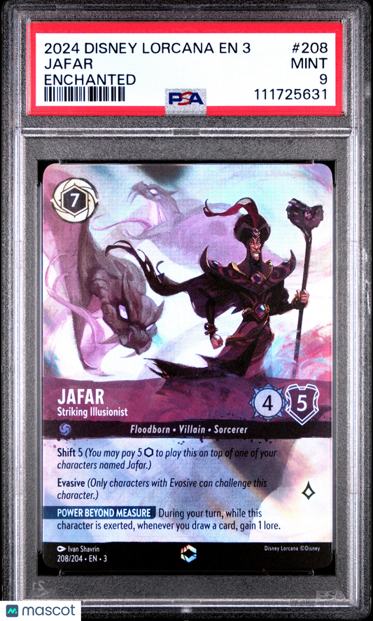 2024 Disney Lorcana EN 3 Into The Inklands Jafar #208 Enchanted PSA 9