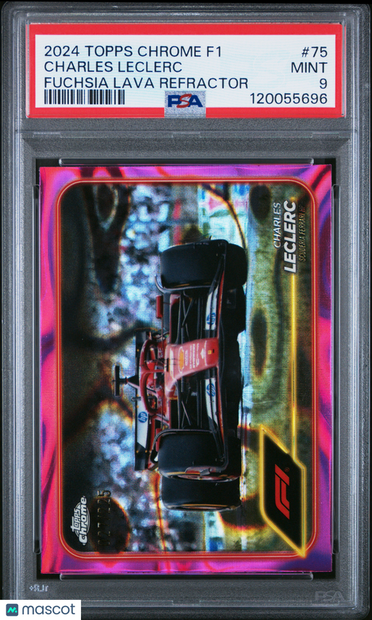 2024 Topps Chrome Formula 1 Charles Leclerc #75 Fuchsia Lava 027/225 PSA 9