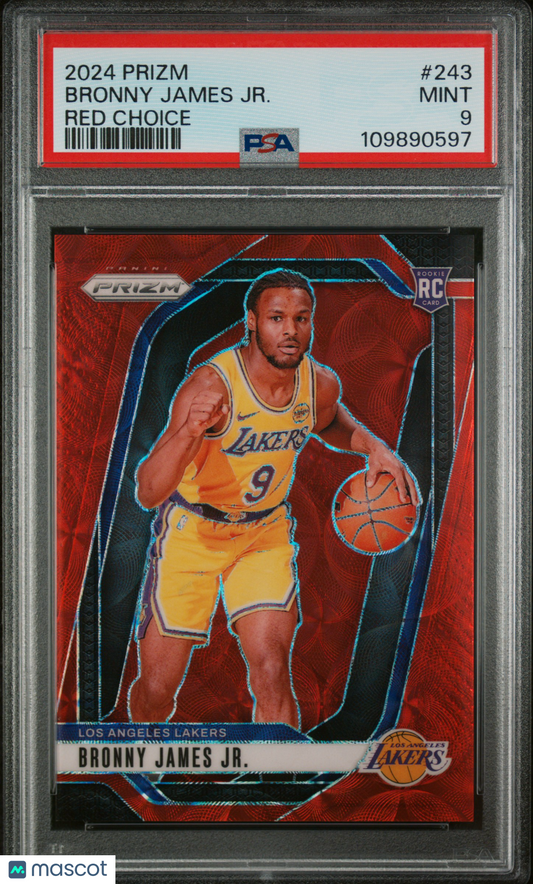 2024-25 Panini Prizm Bronny James JR. #243 Red Choice Prizm 49/88 PSA 9