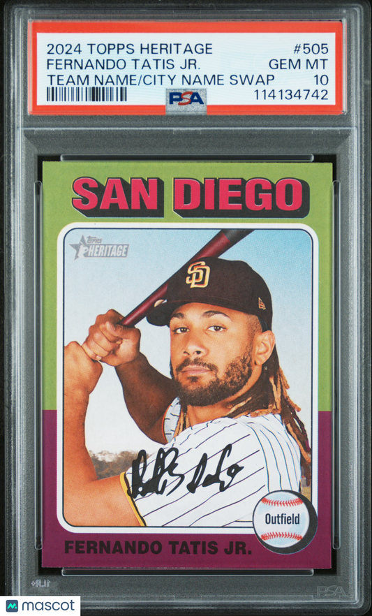 2024 Topps Heritage Fernando Tatis JR. #505 Team Name City Name Swap SP PSA 10