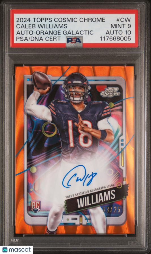 2024 Topps Cosmic Chrome Caleb Williams Orange Galactic Rookie Auto 03/25 PSA 9