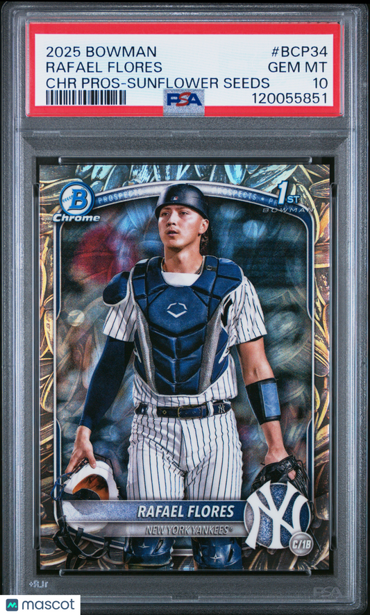 2025 Bowman Rafael Flores #BCP-34 Sunflower Seeds SSP 1st Bowman PSA 10