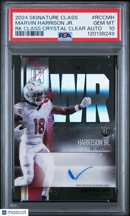 2024 Topps Signature Class Marvin Harrison JR. Rookie Auto Crystal Clear PSA 10