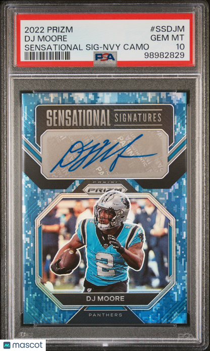 2022 Panini Prizm DJ Moore #SS-DJM Navy Camo 03/25 Sensational Auto PSA 10