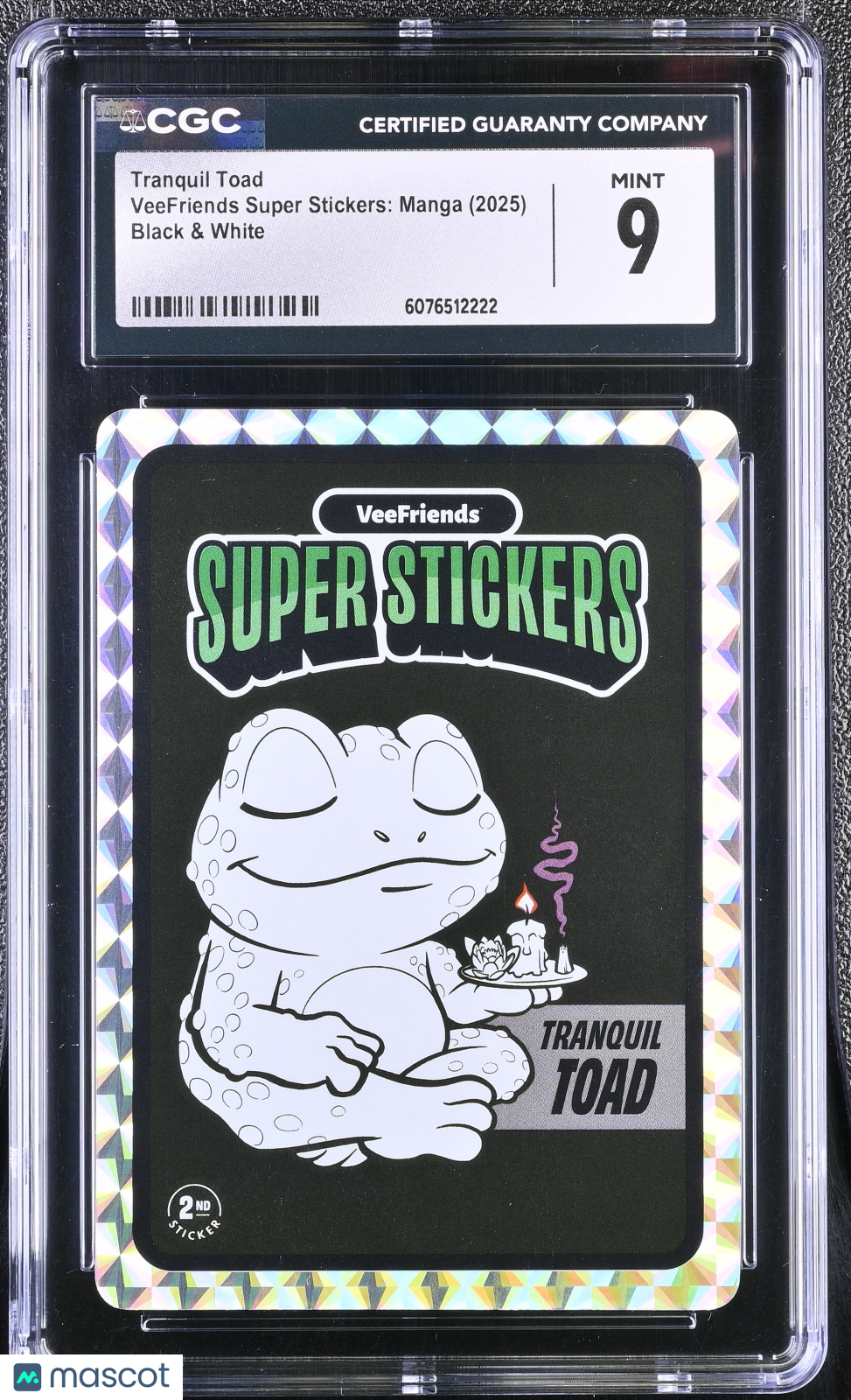 2025 Veefriends Super Stickers: Manga Tranquil Toad Black & White CGC 9