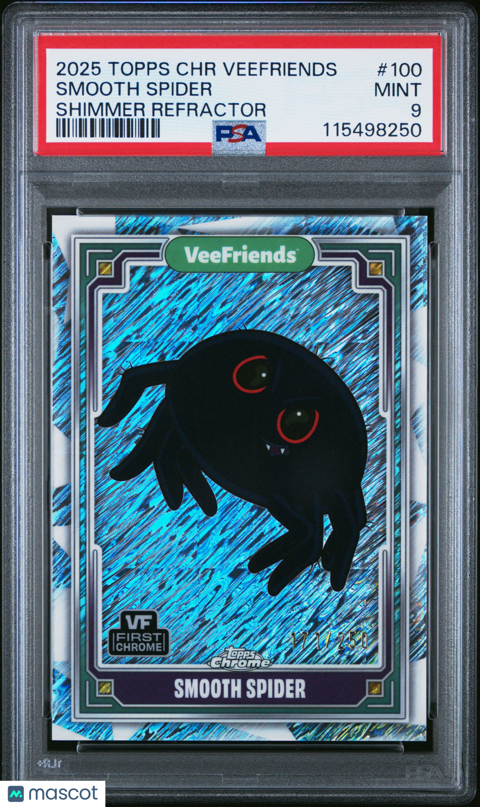 2025 Topps Chrome Veefriends Smooth Spider Shimmer 171/250 #100 PSA 9