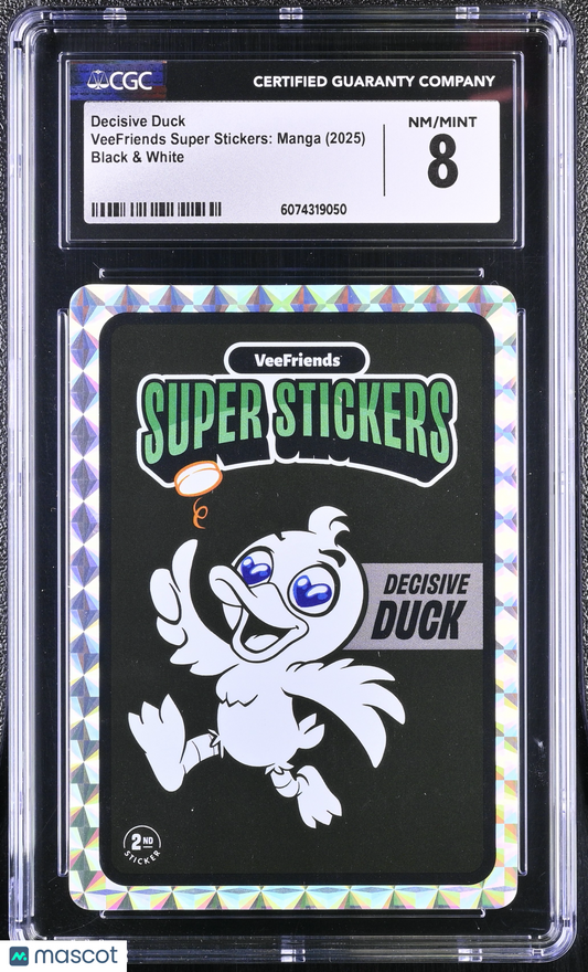 2025 VeeFriends Super Stickers Manga Series Decisive Duck Black & White CGC 8